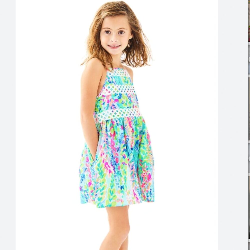 Lilly Pulitzer Girls Elize Dress in Catch the Wave size 10